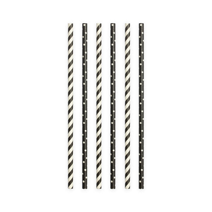 Cannucce di carta Mix bianco/nero 19,7 cm 20 pezzi