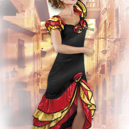Abito spagnolo Flamenco Rosso Giallo