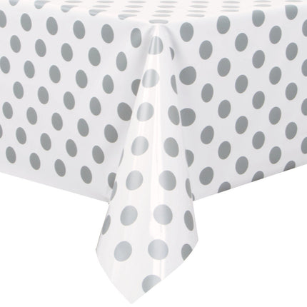 Tovaglia d'argento a pois bianchi 2,74 m
