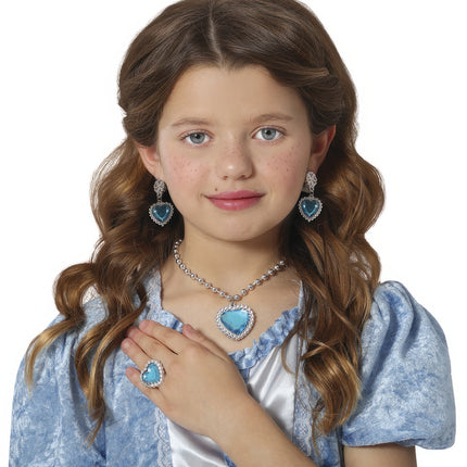 Set di gioielli in argento con cuore blu