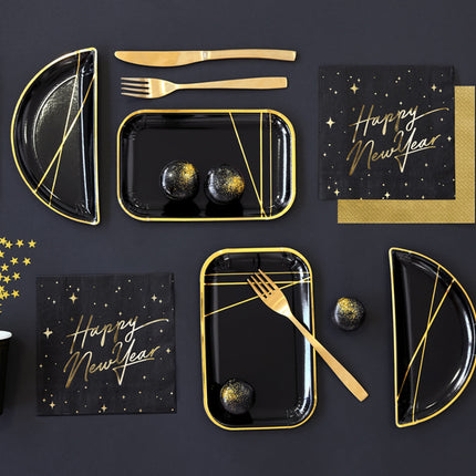Tovaglioli Happy New Year Nero 33cm 20pz
