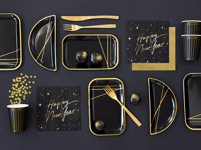 Tovaglioli Happy New Year Nero 33cm 20pz