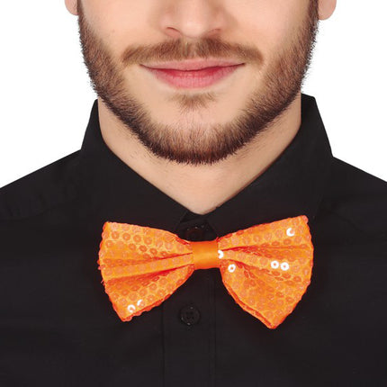 Fiocco arancione neon glitterato 13 cm