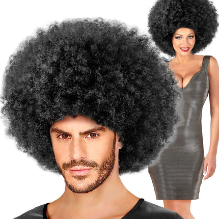 Parrucca nera afro maxi