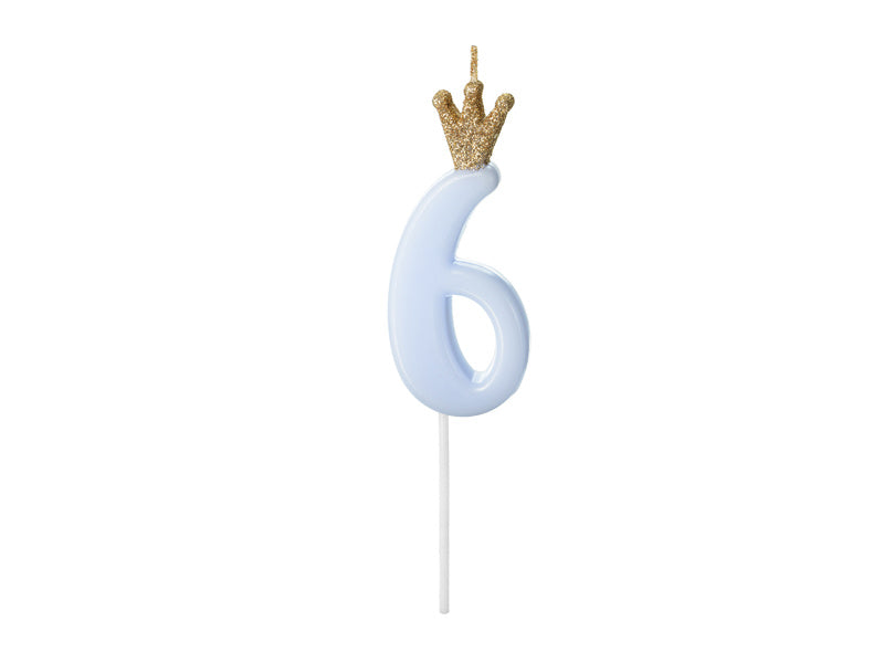 Candela 6 anni Azzurro 9,5 cm
