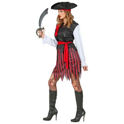 Abito da pirata rosso bianco nero da donna