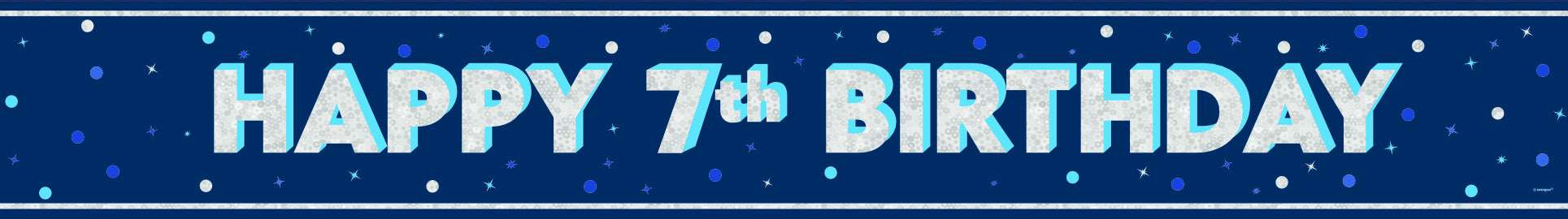 Striscione Buon Compleanno Blu 7 Anni 2,74m