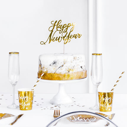 Cake topper Happy New Year Oro 24 cm