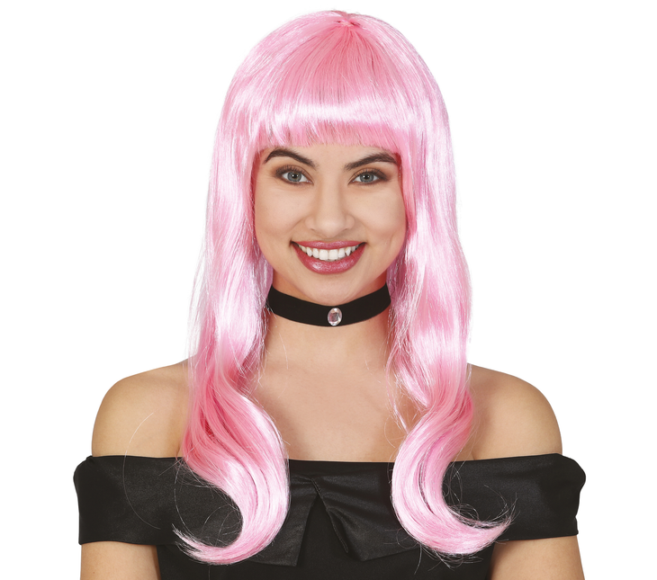 Parrucca rosa chiaro a metà capelli lunghi