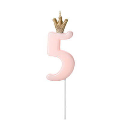 Candela 5 anni rosa chiaro 9,5 cm