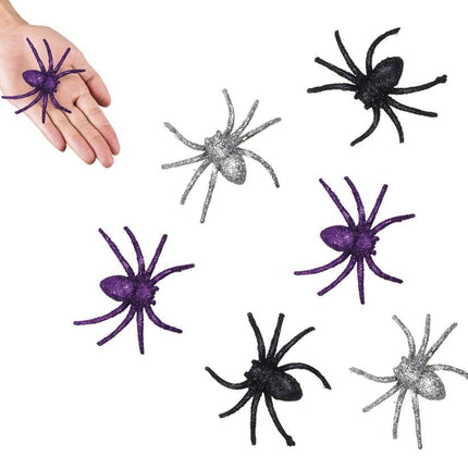 Ragni finti glitterati 7cm 6pz