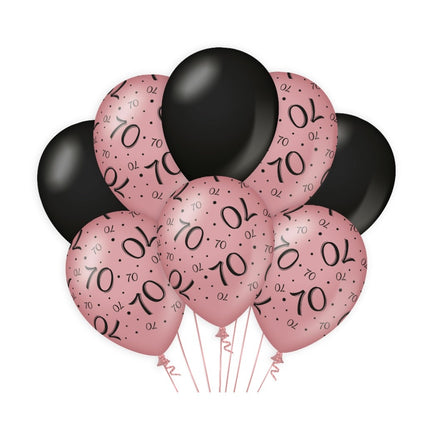 Palloncini 70 anni rosa neri 30cm 8pz