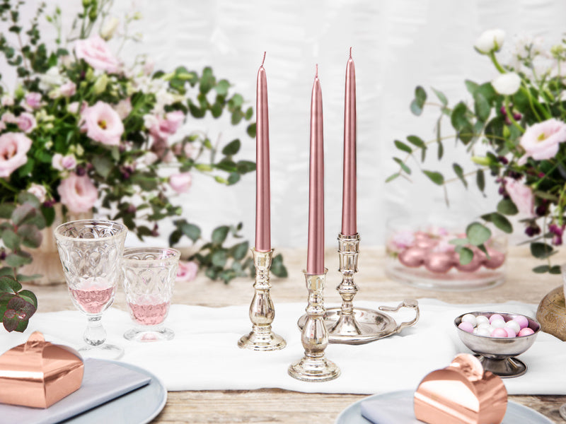 Candele Oro Rosa Metallizzato 24cm 10pz