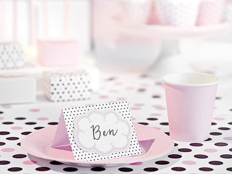 Carte da tavola rosa nero 8,4 cm 6 pezzi