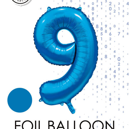 Palloncino figura blu 9 anni lucido 86 cm