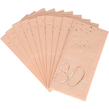 Tovaglioli 80 Anni Oro Rosa 33cm 10pz