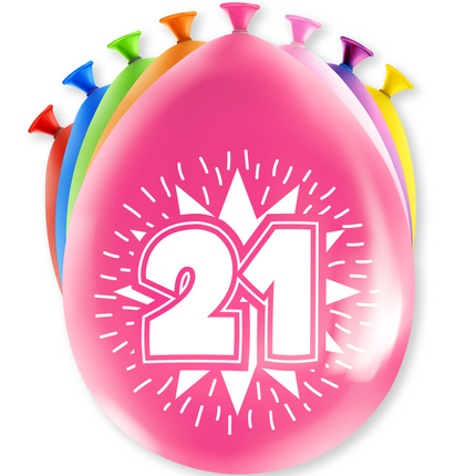 Palloncini 21 anni Hurrah 30cm 8 pezzi
