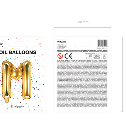 Palloncino in foil Lettera M Oro Vuoto 35cm