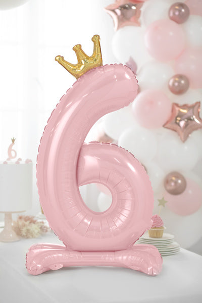 Palloncino Foil Figura 6 Rosa Chiaro Standard Vuoto 84cm