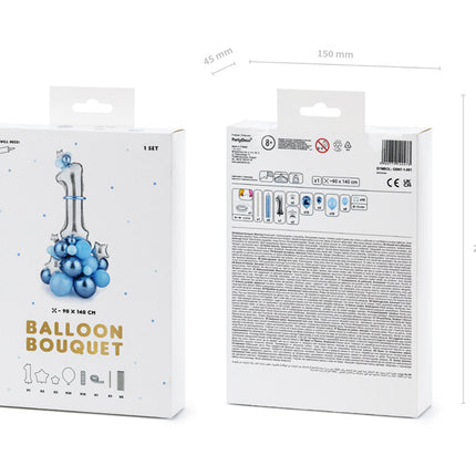 Set di palloncini 1 anno blu 1,4 m
