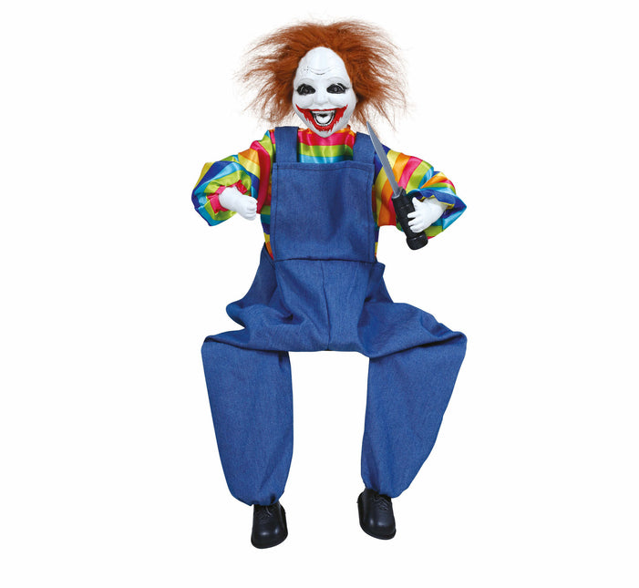 Bambola clown di Halloween con luci e suoni 70 cm