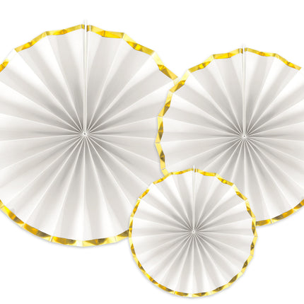 Ventagli di carta bianchi Set 23-40cm 3 pezzi