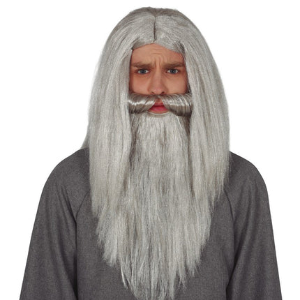 Parrucca Halloween Capelli Lunghi Uomo Grigio