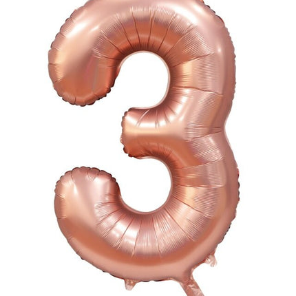 Palloncino con figura in oro rosa 3 anni lucido 86 cm