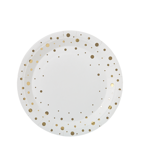 Piatti Oro Puntini Bianchi 20cm 8pz
