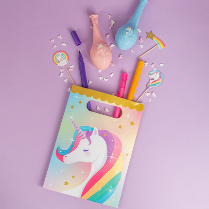 Sacchetti Unicorno colorati 6 pezzi