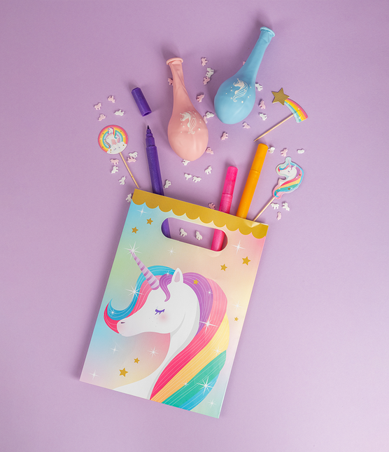 Sacchetti Unicorno colorati 6 pezzi