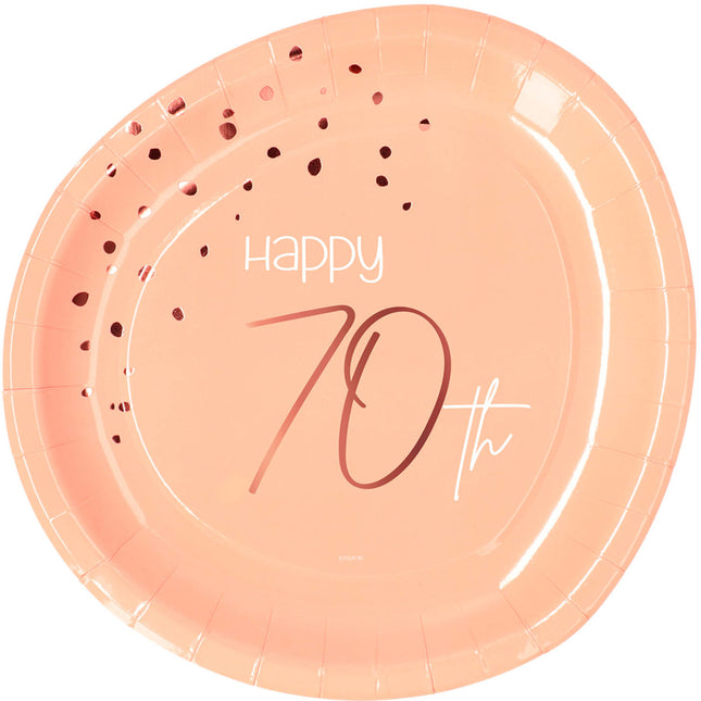 Piatti 70 Anni Oro Rosa 23cm 8pz