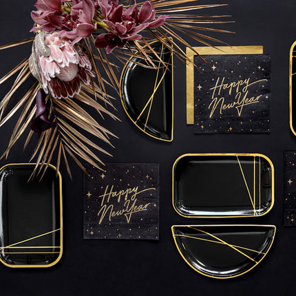 Tovaglioli Happy New Year Nero 33cm 20pz