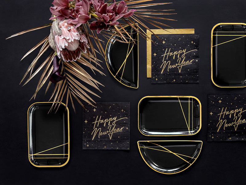 Tovaglioli Happy New Year Nero 33cm 20pz