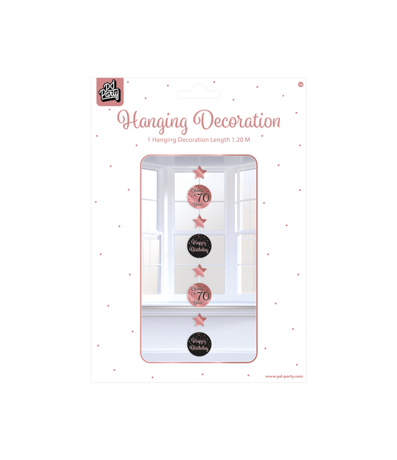 Decorazione da appendere 70 anni rosa nero 20,5 cm