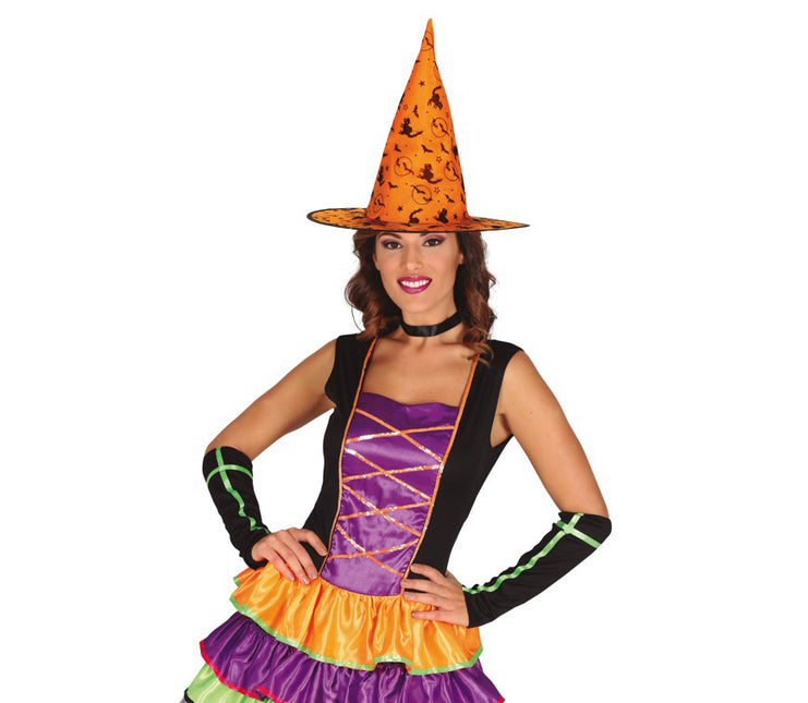 Cappello da strega di Halloween arancione