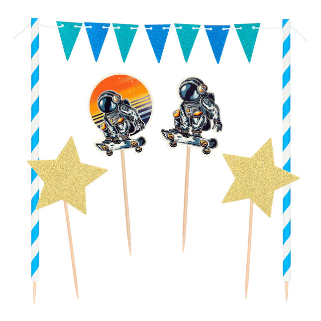 Cake topper per feste spaziali 5 pezzi