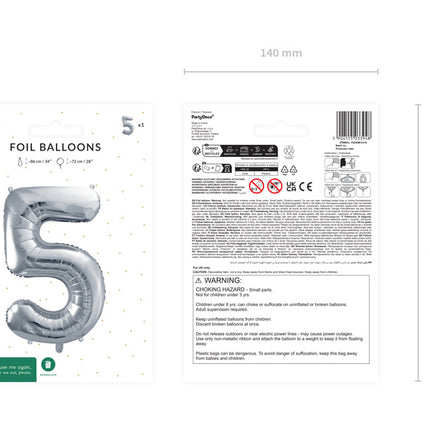 Palloncino a 5 anni Silver vuoto 72 cm