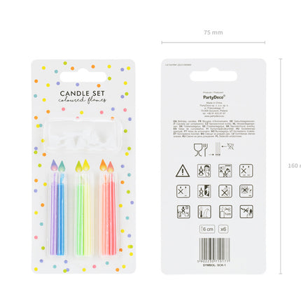 Candele multicolore 6 pezzi