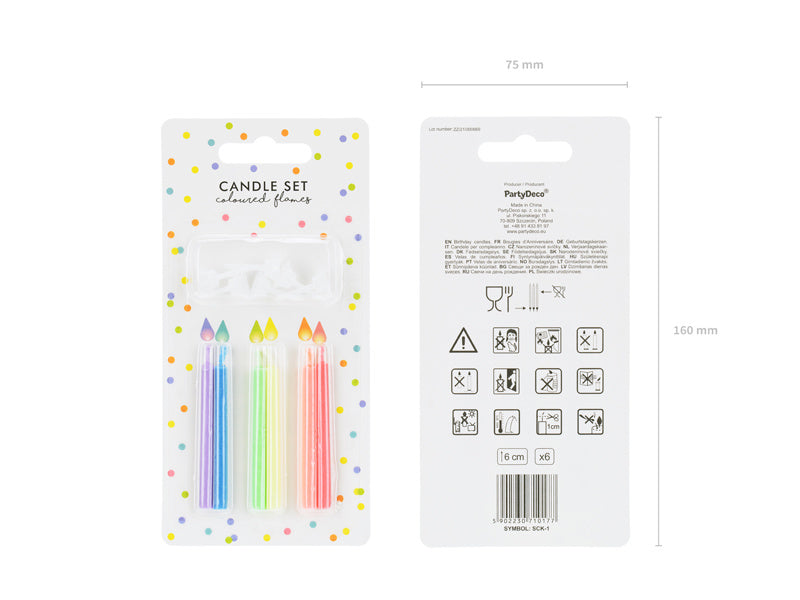 Candele multicolore 6 pezzi