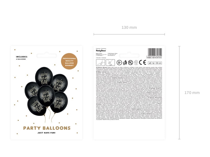 Palloncini Buon Anno Neri 30cm 6pz