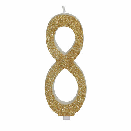 Candela dorata 8 anni Glitter 12,5 cm