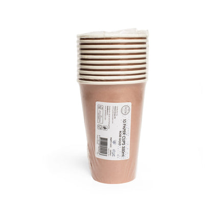 Bicchieri di carta oro rosa 350ml 10pz