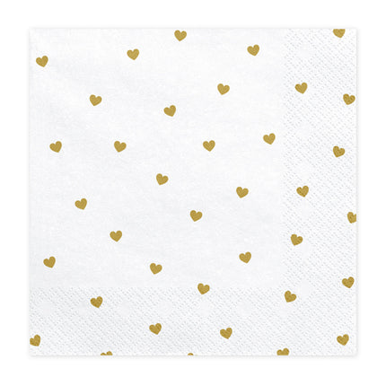 Tovaglioli bianchi Cuori d'oro 33cm 20pz