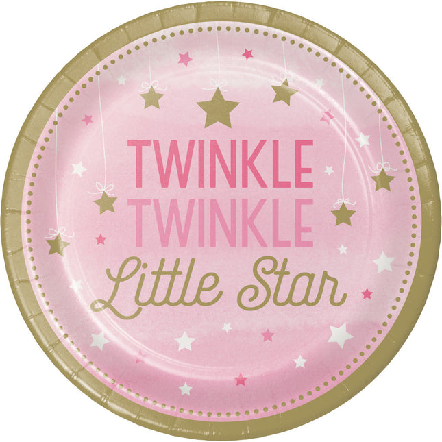 Piatti rosa Twinkle Twinkle Little Star 23 cm 8 pezzi