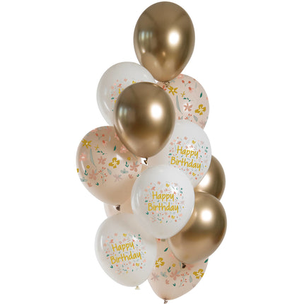 Palloncini di Buon Compleanno Fiori 33cm 12pz