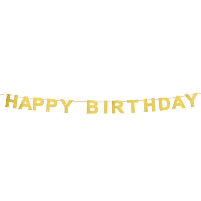 Ghirlanda di lettere dorate di Buon Compleanno 2,25m