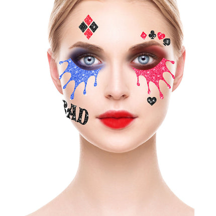 Adesivi viso Harley Quinn Glitter 20 cm