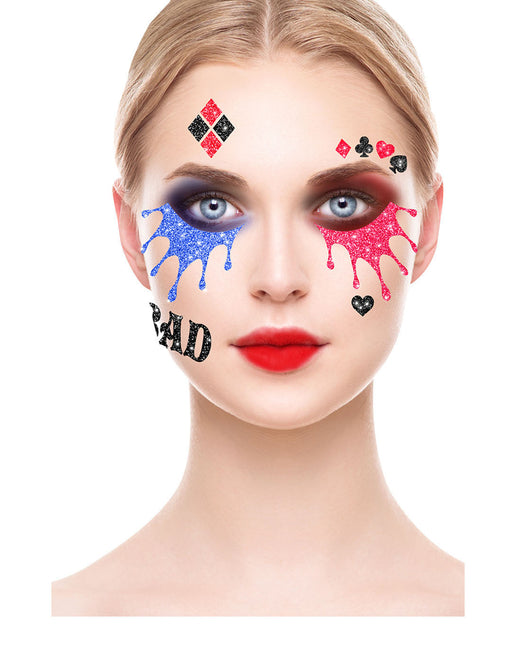 Adesivi viso Harley Quinn Glitter 20 cm