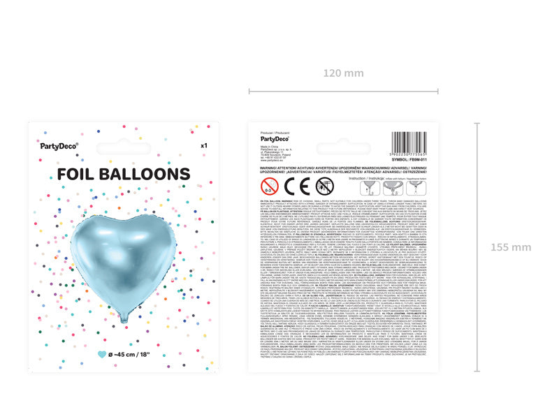 Palloncino ad elio Cuore Azzurro Vuoto 45 cm